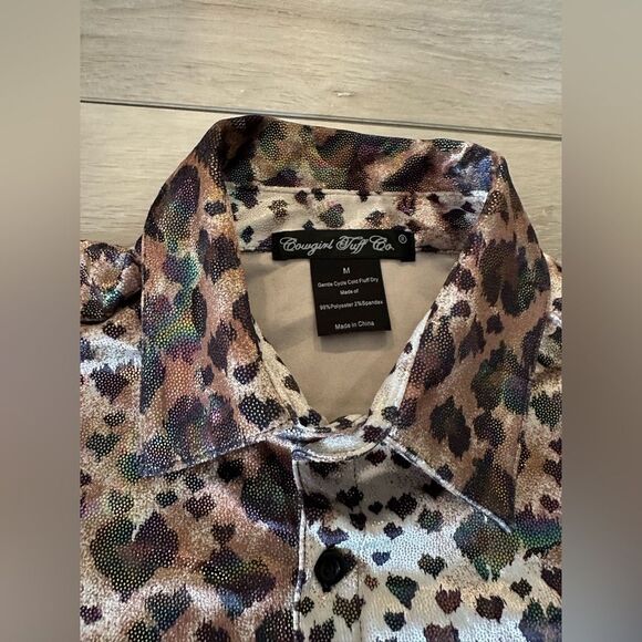 Cowgirl Tuff Company Pullover Button Up Medium Leopard Shiny Multicolor‎ NWT - Picture 6 of 6